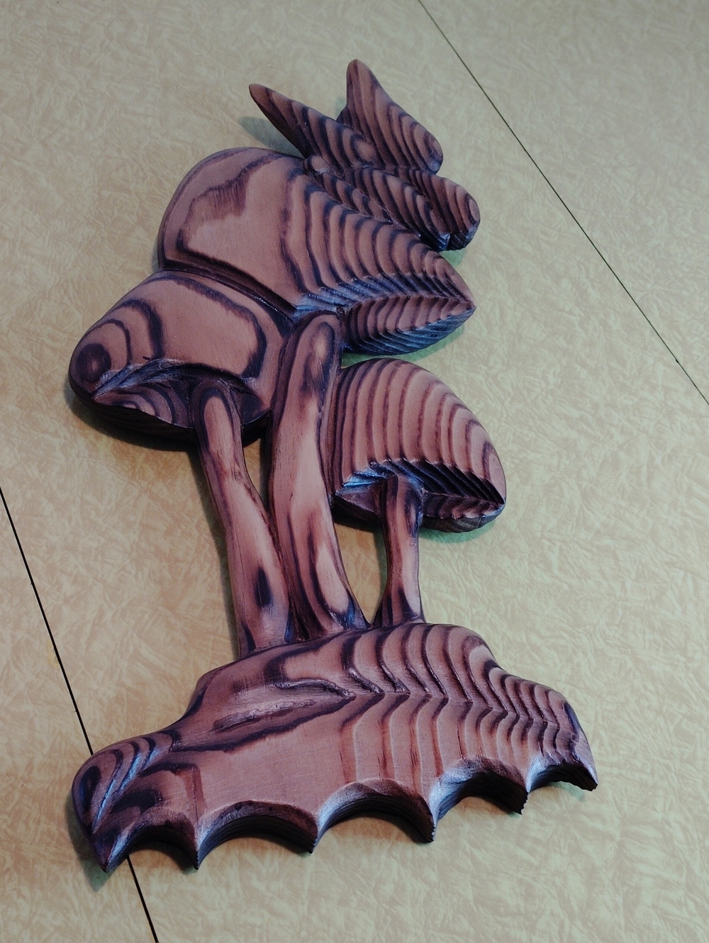 Wooden Mushroom And Butterfly Plaque